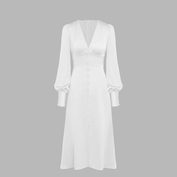 Cider Satin Faux Button Down Slip Maxi Dress - Picture 5 of 13